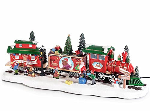 Gruppo Maruccia - Weihnachts-Spieluhr in Form eines Zuges mit Landschaft in Bewegung, Licht und Sounds - Geschenkidee für Weihnachten - Maße 48 x 15,5 cm