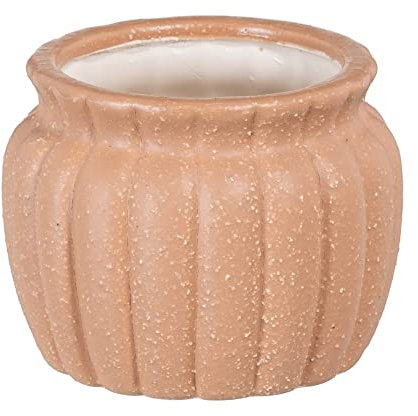 LOLAhome Pot avec texture en céramique orange de Ø 13 x 10 cm
