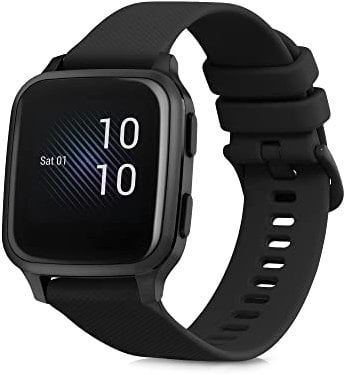 kwmobile Ersatzarmband kompatibel mit Garmin Venu Sq Music/Sq Armband - Fitnesstracker Band aus Silikon in Schwarz