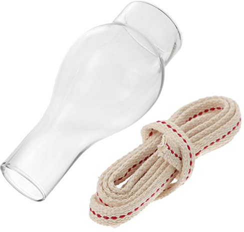 Zerodeko Chimenea De Vidrio Transparente con Mecha Lámpara De Queroseno De Vidrio De Repuesto Pantalla De Lámpara De Vidrio Chimenea Pantalla De Aceite De Vidrio Transparente para Lámpara