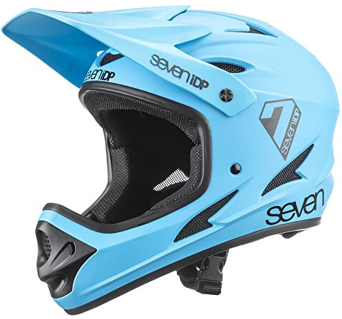 7 iDP M1 MTB Mountain Bike Full Face Lightweight Vented Bicycle Helmet (Matt Blue, XL)