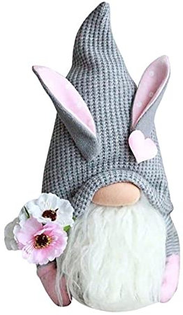 Wilitto Osterhasen-Puppe, entzückendes, superweiches, Nicht verblassendes, leuchtendes, langes Schnurrhaar, dekoratives Tuch, Osterhasen-Stil, gesichtsloser Zwerg, Plüschtier, Geschenk für Zuhause F