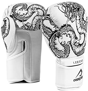 Overlord® Guantes de boxeo Legend I Kickboxing, sparring, Box, MMA I, guantes de boxeo para hombre, en diferentes tamaños (blanco, 12 oz.)