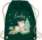 Turnbeutel Rucksack - Reh mit Name personalisiert I Rehlein I Rehkitz I Waldtier - Unisize - Dunkelgrün - kindergarten tasche kita tiere waldtiere beutel sporttasche schule tieren personalisierter