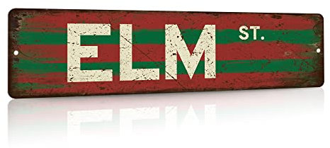 Putuo Decor ELM Straßenschild – Lustiges Metall-Blechschild, Horrorfilm-Dekor, Retro-Ulmen-St-Schild für Schlafzimmer, Dekoration, Männerhöhle, rustikale Alpträume auf Ulme, 40,6 x 10,2 cm