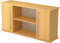 bümö Sideboard Buche mit Flügeltüren & Regal - Büromöbel Sideboard Holz 166cm breit, 45cm schmal, Büro Schrank für Flur oder als Wohnzimmer-Kommode mit Chromgriff