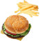 Joeabor Künstlicher Hamburger & 12 künstliche Pommes Frites Realistische Fake Food für Display Faux Burger für Dekoration Fake Food Requisiten