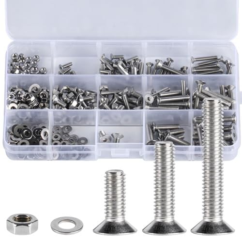 Kit d'Assortiment de Vis, Écrous et Boulons à Tête Hexagonale en Acier Inoxydable, Outils de Réparation de Fixation pour Meubles de Maison - M3 M4 M5, 550 Pièces