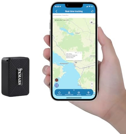 TKMARS Mini Localizzatore GPS Senza Abbonamento, Micro GPS Tracker Spia Batteria da 1500 mAh GPS portatile magnetico con APP gratuita antifurto in tempo reale per Auto Bambini Anziani