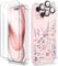 GVIEWIN Compatible with iPhone 15 Case 6.1 2023, with Screen Protectors+Camera Lens Protectors, Non-yellow Flower Clear TPU Slim Bumper Shockproof Anti-Scratch Protective Cover, Floratopia