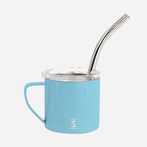 Siesta Drinkware - Mini Shot 2 oz Becher Tumbler - Doppelwandig vakuumisoliert - Rutschfeste Unterseite - Edelstahlbecher - Anpassbar (Hellblau)