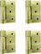 2 Pairs (4pcs) Golden Self-Closing Stainless Steel Door Hinge Spring Door Hinges Brass Heavy Duty Square Thickness 3mm (75mm (3 Inch))
