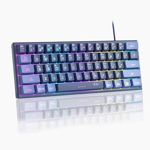 MageGee 60% Gaming Keyboard,Waterproof Ultra-Compact Mini 62 Keys Keyboard RGB Backlit Portable Computer Keyboard for Mac Windows Laptop Xbox PS PC (Dark Blue)