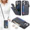 SailorTech Handyhülle für iPhone 11 Pro Max Etui mit Kartenfach, iPhone 11 Pro Max Hülle mit Verstellbarer Halskette, iPhone 11 Pro Max Handytasche mit Reißverschluss Geldbörse - Schwarzer Leopard