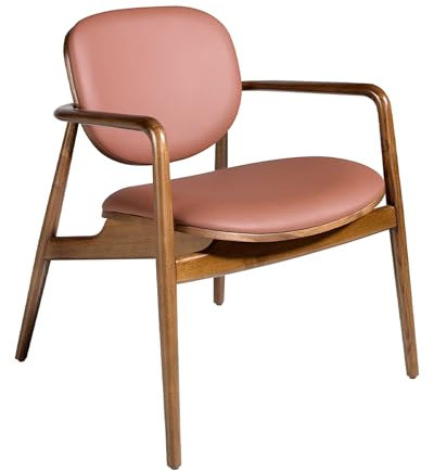 Ángel Cerdá - Brauner Kunstleder-Sessel - Esszimmerstuhl mit Holzbeinen aus Nussbaumholz - Modern, langlebig und funktionell - Stil und Eleganz - 65 x 64 x 75 cm