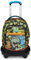 SJ Gang Schultrolley Jack 3 Räder, Grün Orange, Rexmi, 3 in 1, Dreifachverwendung, Rucksack mit abnehmbarem Wagen, Trinkflaschenhalter und Crossover System, Schulrucksack für Reisen, Kinder Jungen,