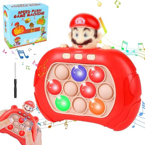 SupaWeiss Ma-rios Pop It Game,Light Up Pop It Game,Quick Push Game with Drill Bit Accessories,Popit Game for Relaxation&Decompression,PopIt Games Sensory Toys for 4 5 6 7 +Year Old Boys Girls