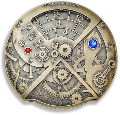 Willmove Roulette-Würfel für TRPG DND Tisch-Brettspiel, einzigartiger Würfel, offizieller Shop, Geschenkkollektion, Zubehör, Gadget, Vintage-Metall-Spinner, mechanisches Uhrwerk (antikes Messing)