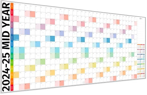 Academic Wall Planner 2025/2026 – A1 Dry Erase Mid Year Wall Planner 2025-2026 - 14 Month Office, University, School, Teacher Calendar 25/26 – Folded Extra Wide Rows Edition