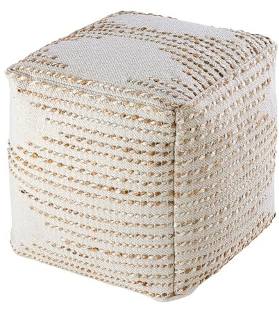 casamia Pouf Hocker Jute Sitzpouf Bodenkissen Boho Natur Fußhocker rund Würfel Größe Bodenkissen 4 - Würfel