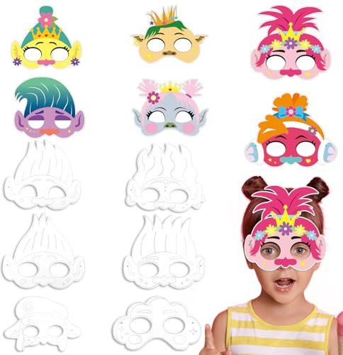 YOLOUP 24 Stück Haarprinzessin Masken zum Ausmalen Kinder Maske Basteln Prinzessin Papiermasken zum Bemalen Halbmasken Malpapier kreative Geschenke für Jungen Mädchen Geburtstage