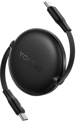 VOLTME Cavo USB C 60W PD 3A TPE, PowerLink YOYO Mini cavo retrattile 1M/3.3ft Tipo-C a ricarica rapida Nero, Cavo USB-C versatile 4 lunghezze, per iphone15, iPad Pro/Air, Galaxy S23, Pixel
