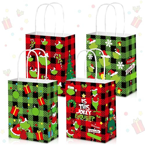 JeVenis 12 Weihnachtsgeschenktüten, Weihnachtszubehör, Partytüten für Lebkuchen, Lebkuchen, Partytüten