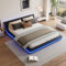FEZTOY LED Polsterbett 160x200 cm mit Lattenrost, Bodenbett Kunstleder - Bogendesign Bett Jugendbett Bettgestell Doppelbett, ohne Matratze, Schwarz
