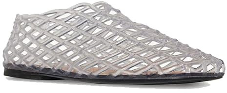 HKFBHFKM Women's Woven Jelly Flats, 2024 New Slip-On Square Toe Mesh Ballet Flats, Sole Lightweight Breathable Beach Ballerina Jellies Shoes(Blue,4 UK)