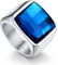 Bandmax Ring Blauer Stein Ringe Herren Siegelring Edelstahl Eheringe Verlobungsring Größe 72mm Zirkonia Ring 15MM breit Schmuck für Geburtstag Accessoires