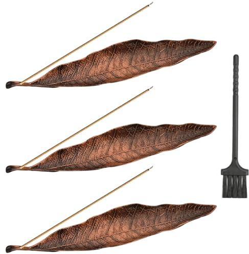 3 Stück Räucherstäbchen Halter, Räucherstäbchenhalter Bronze Blätter Design, Halter Für Räucherstäbchen Für Zuhause, Büro, Yoga, Meditation, Büro Wohnkultur