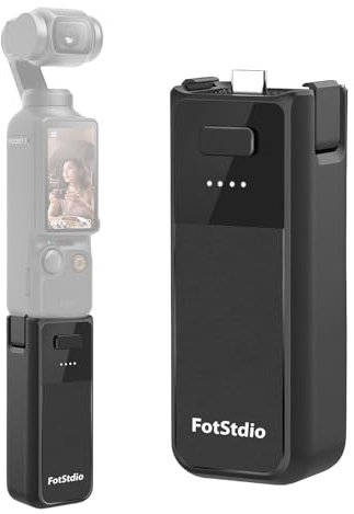 Osmo Pocket 3 Battery Handle for DJI Osmo Pocket 3 Action Camera, FotStdio Built in 2800mAh Battery Grip USB-C Port Charger, Reserved 1/4” Thread, Power Display