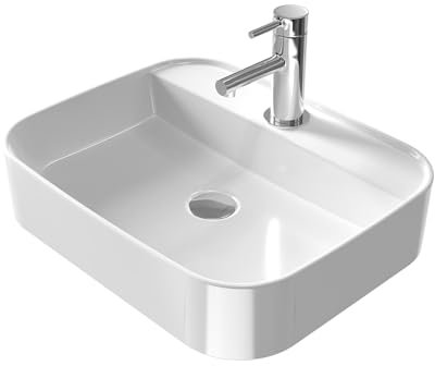 EMKE Lavabo Rectangular – Lavabo para Baño y Aseo de Invitados – 50 × 40 × 11 cm, Lavabo de Cerámica, Blanco