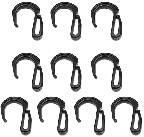 Plastic S Hook Clips Elastic Rope Bungee Cord Hooks for Suitcase Roof Truck Net Cargo Mesh Net Bike Garage and General Outdoor Equipment 10 Pack (10)