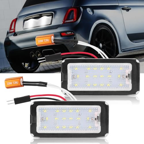 Erato LED Kennzeichenbeleuchtung CanBus fehlerfrei 6000K Weiß kompatibel mit Abarth 500 500C, 500 500C 2007-2016 Ersatz 51800482