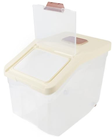Luqeeg Rice Storage Container, Pet Food Dispenser, Airtight Flour Storage Bin, Cereal Dry Food Container for, Rice, Pet, Flour (25kg)