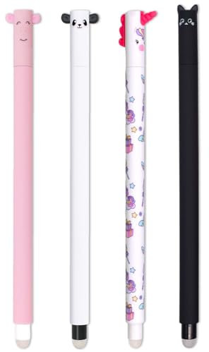 Erasable Gel Pens with Thermosensitive Erase Ink, 0.7mm Kawaii Verschiedene Tiermotive, Kugel am Ende zum Entfernen der Tinte, Mehrfarbig Temperaturempfindlich, Spitzendurchmesser