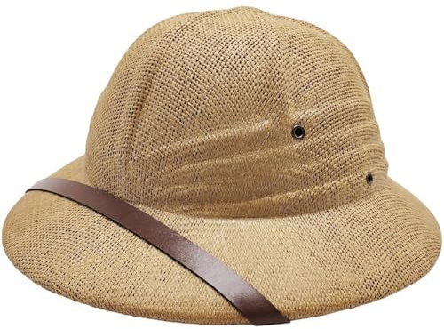 HiyyFloy Straw Helmet Pith Sun Hat for Men Women Pith Helmet Hat Summer Hat Vietnam War Army Hat Jungle Miners Cap
