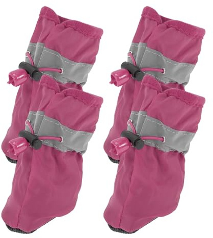 CAPASTEC Pfotenschutz Für Hunde Rose Rot 4 Stück Indoor Outdoor Wasserdicht | Größe 7, Material: Plane, Ball Leder, Länge 6.7cm, Breite 5.5cm, Gewicht 12.5kg, Verstellbare Riemen, Reflektierendes Design