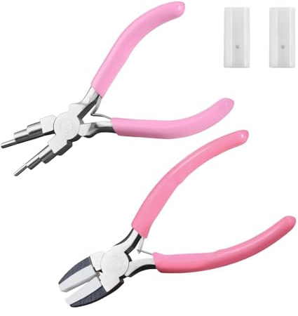 LEONTOOL 2 herramientas de fabricación de joyas, pinzas de mandíbula blandas con boquilla 6 en 1 pinza de fabricación de 3 mm a 10 mm, pinza de punta plana con 2 puntas para enderezar el bucle de