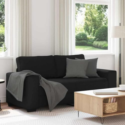 Massbinet 2-Sitzer-Sofa mit Schlaffunktion Klappsofa Schlafsofa Bequemes Geeignet Für Wohnzimmer Büro Lounge Zimmer Schlafzimmer Schwarz 140 cm Stoff