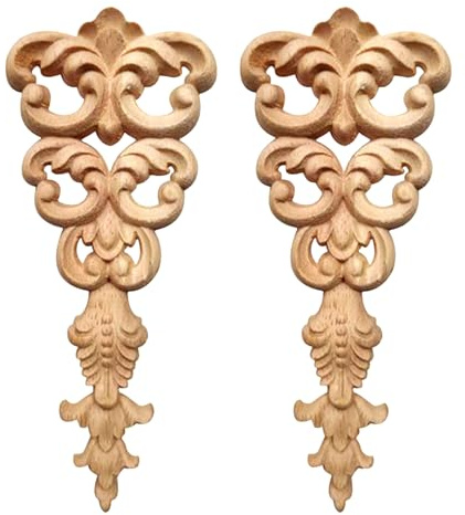 2 Stück Holz Ornament Barock Möbel für Fenster Nachttische Kleiderschränke | Lange Geschnitzte Holzschnitzerei Applique Möbel Barock Möbel Für Schränke, Fenster, Nachttische & Kleiderschränke geeignet