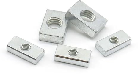 verzinkte gemessene quadratische mutter mit großer Packung mit 50 verzinkten Vierkantmuttern aus Kohlenstoffstahl for Aluminiumprofile, silber, M3-M8(M6-24x12x2.5mm)