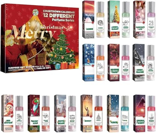 Mini Parfum Adventskalender 2025 Frauen,12 Teiliger Eau de Parfum,Weihnachts Pheromon Parfüm Frau,Langanhaltender Duft,Geeignet für Verabredungen und Tägliche Reisen (1)