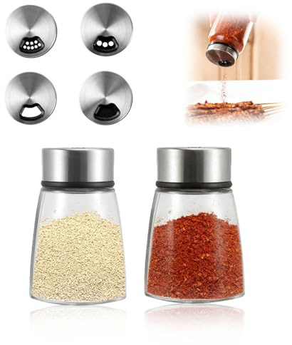 Yadiraom 2 PCS GewüRzgläSer, 150 ML Gewürzgläser Mit Drehdeckel Mit 3 Arten Von GewüRzlöChern, Gewürzstreuer Glas, Borosilikatglas Gewürzstreuer,Groß für der Küche, Grillen im Freien