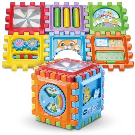 VTech Modulo Entdeckungswürfel (wiederverwendbarer Kunststoff) | Manipulationswürfel für Babys, anpassbar, mit 11 Aktivitäten zum Erkunden