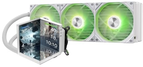 TRYX STAGE AIO Cooler 360mm 4'' Dual-Screen GIPHY Built-In Asetek 280w TDP | Waifu/Figure Friendly, 254PPI 60Hz, Three Display Modes, Asetek 7th Gen V2, Pogo-Pin Fan, Intel LGA 1851/1700 AM5/AM4