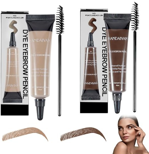 Tinte Profesionales para Cejas y Pestañas Profesionales, Kit de Tinte de Cejas, Color de Cejas kit, Natural y Duradero, Secado Rápido, Regalo de Mujer (Marrón Claro+Marrón Oscuro)