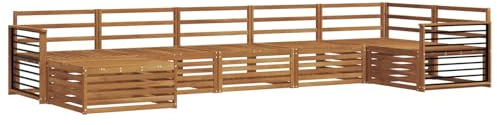 vidaXL Sofagarnituren 7 pcs Natur Massivholz Akazie, Gartenlounge, langlebiges Ecksofa, Sitzmöbel für außen, Terrasse, Moderne Möbel, Bequeme Gartenmöbel