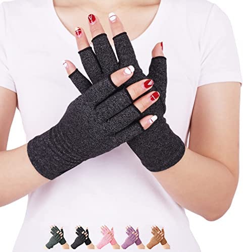 DISUPPO Arthritis Handschuhe – Rheumatische Arthritis Kompressionshandschuhe für Schmerzlinderung, Gaming Tippen, Fingerlose Handschuhe für Männer und Frauen (Schwarz, S)